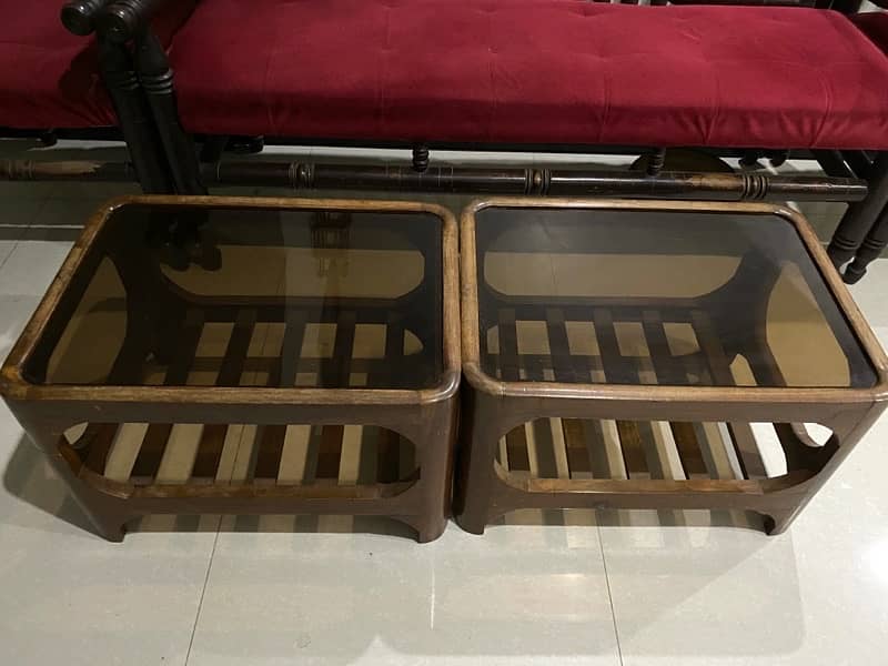 5 Seater wooden sofa Set along with 2 tables 1