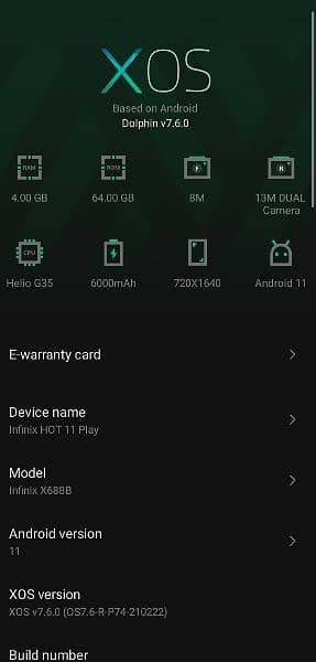 nfinix hot 11 play 4 /64 all ok box and charger sath he 3