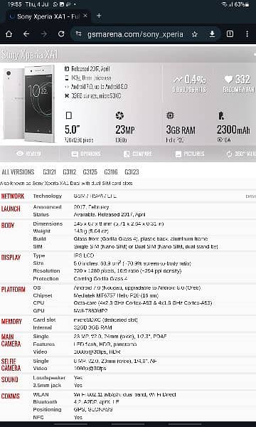 xperia XA1 3GB/32GB 5" screen 23MP camera excellent condition 7