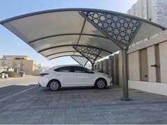 Tensile fabric heat protection car parking shade