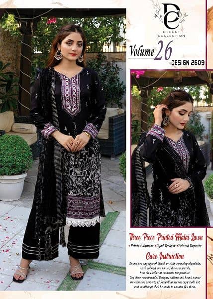 Unstitched mali lawn women 3 piece suit. 2