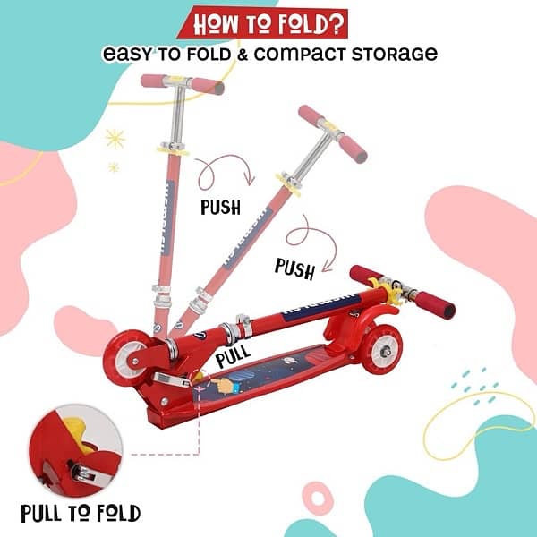 Scooter for Kids 3 Wheels Steel Frame Large Foldable 2