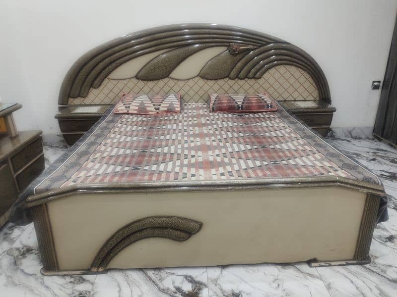 double bed with side table and dressing + metress 1