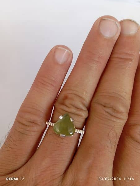 green Grassular garnet with silver ring. 0