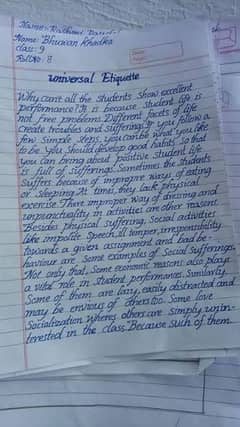 Handwritings assignment work