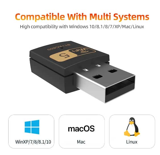 PIX-LINK UAC10 600Mbps High-Gain Wireless USB Adapter Wi Fi Dongle Blu 1
