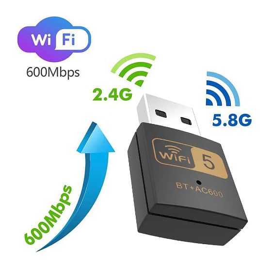 PIX-LINK UAC10 600Mbps High-Gain Wireless USB Adapter Wi Fi Dongle Blu 5
