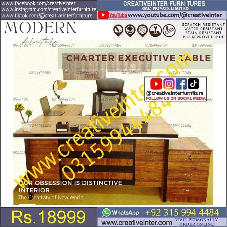 Office Executive table laptop CEO desk chair Workstation manager 5