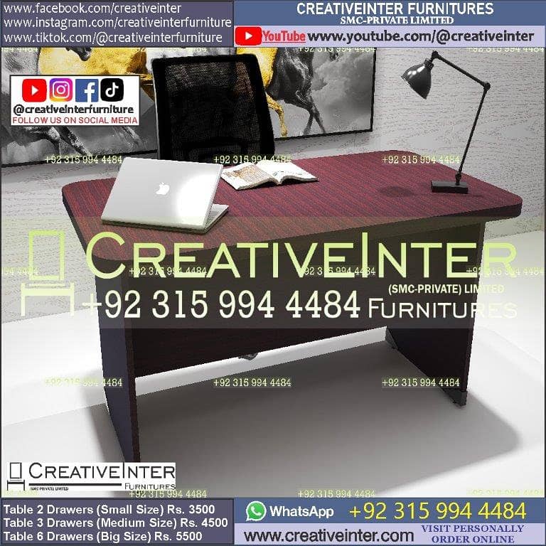 Office Executive table laptop CEO desk chair Workstation manager 8