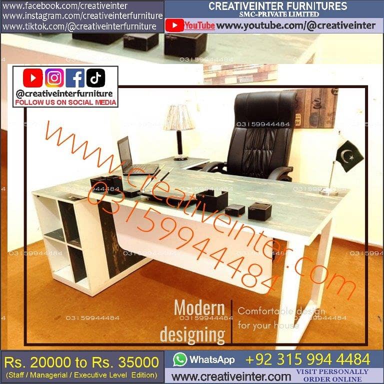 Office Executive table laptop CEO desk chair Workstation manager 14