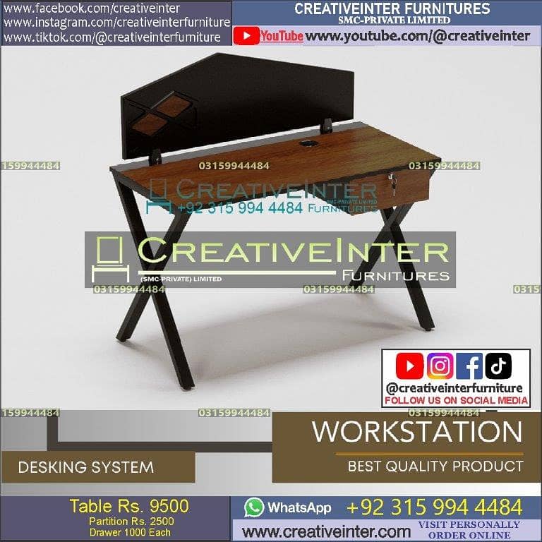 Office workstation table laptop L shape desk chair executive manager 18