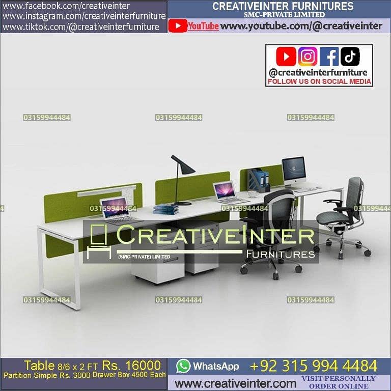 Office workstation table laptop computer desk chair executive manager 3