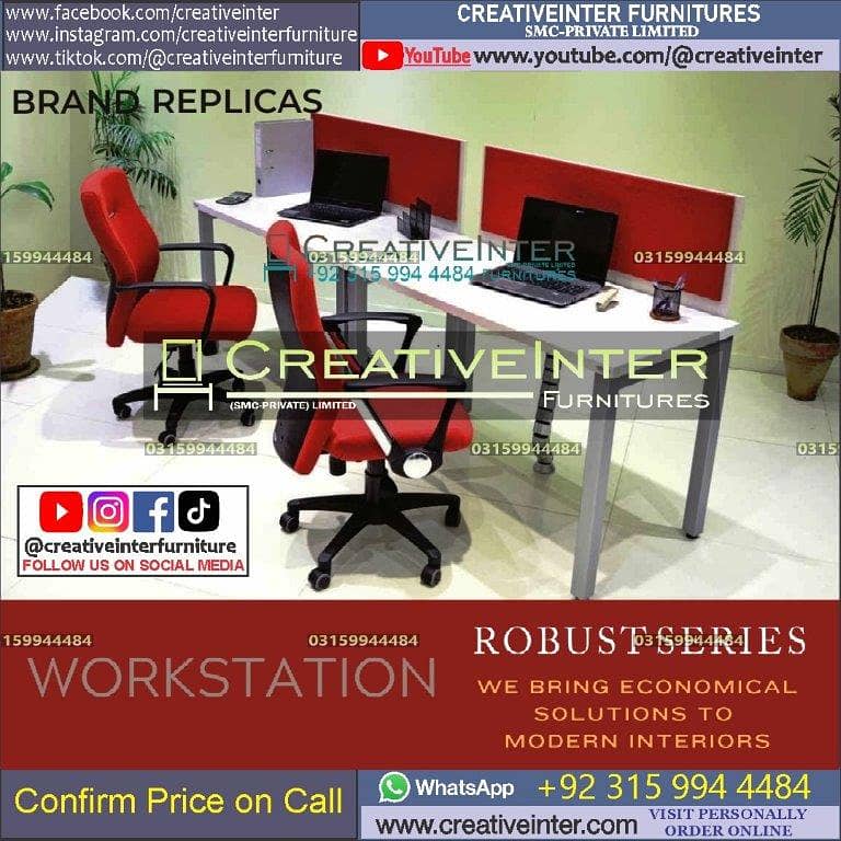 Office workstation table laptop computer desk chair executive manager 17