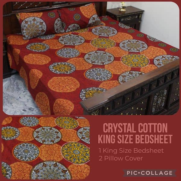 Crystal Cotton King Size Double Bed Sheet 1