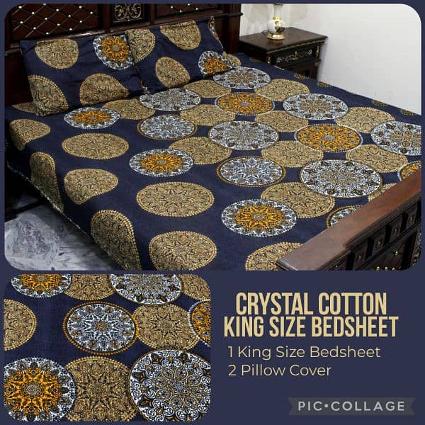 Crystal Cotton King Size Double Bed Sheet 2