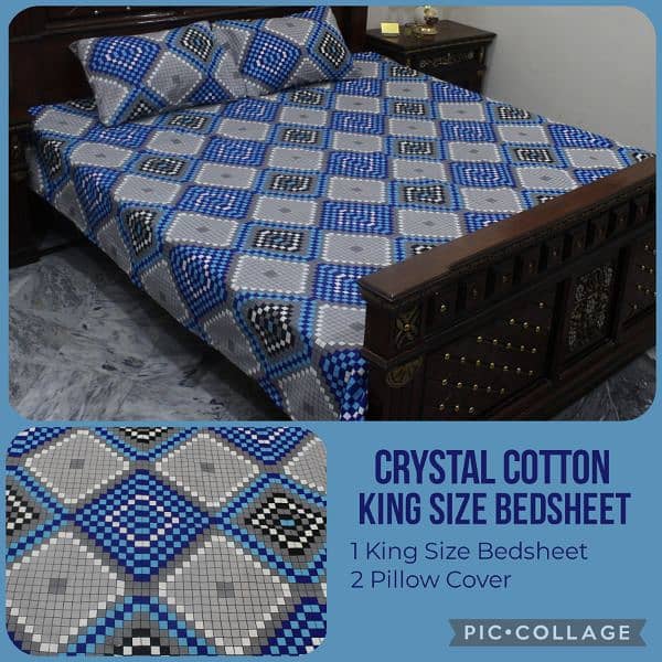 Brand New Crystal Cotton King Size Double Bedsheets 1