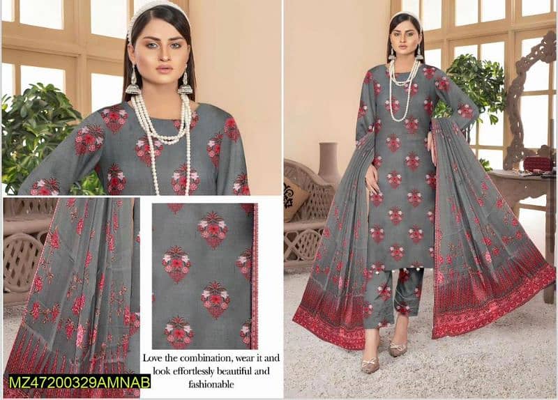 Woman's Unstitched lawn printed suite 1