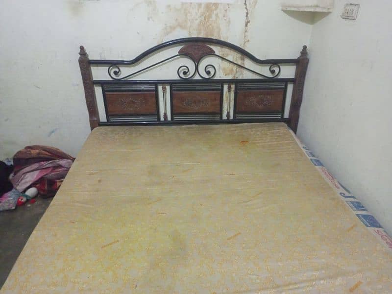 king size bed wood iron with fom metres. 1