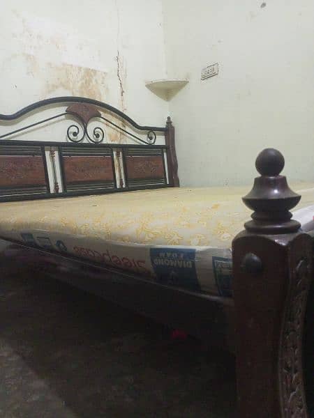 king size bed wood iron with fom metres. 2