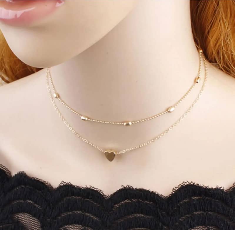 Fashion Multi Layer Beads Love Heart Choker Necklace 0