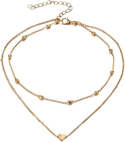 Fashion Multi Layer Beads Love Heart Choker Necklace 1