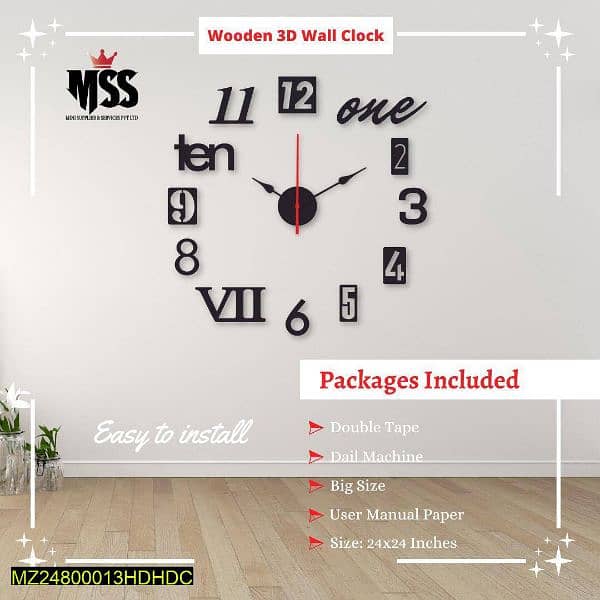 Analog Stylish 3D Art MDF Wall clock 0