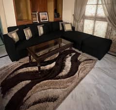 L Shape Sofaset with Center Table & Floor Rug