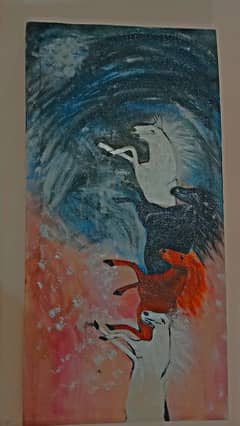 Beautiful Running horses Acrylic painting canvas 0