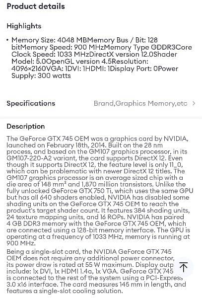 GTX 745 DDR3 128BIT 2