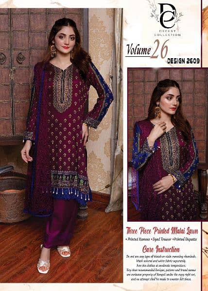 3 piece women unstitched printed mali lawn suits 0