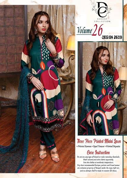 3 piece women unstitched printed mali lawn suits 2