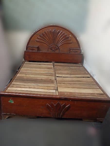 wooden old bed 0
