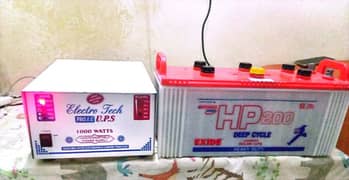 HP EXIDE 200 BATTRY WITH UPS pure coper 10/10 used 9 MONTH