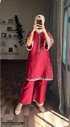 2 Pcs Women's Stitched Lawn Embroidered shirt and trouser