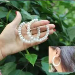 beautiful white pearl Korean earring