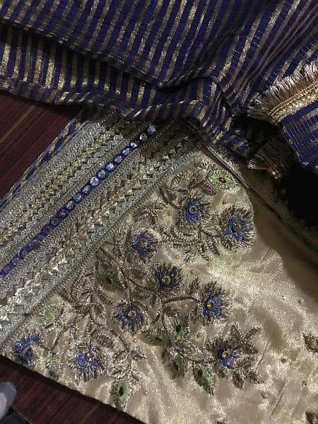 Beautiful golden and blue good looking sharara for events 7