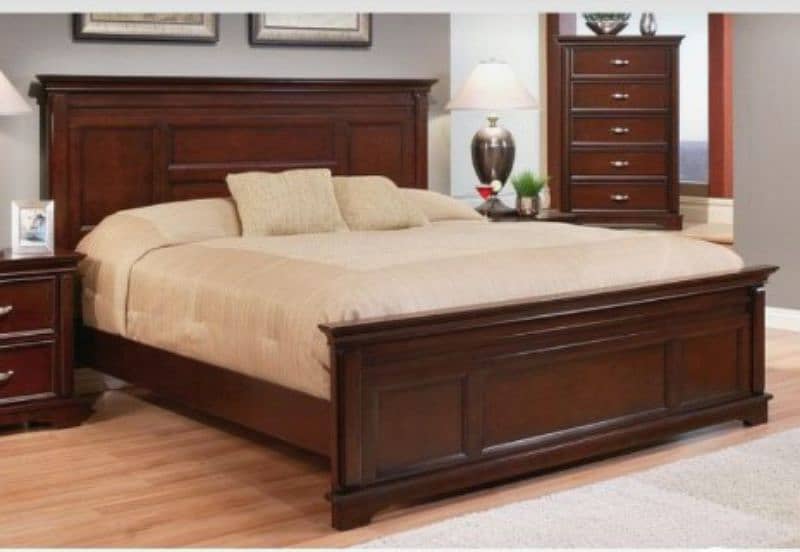 double bed set, king size bed set, sheesham wood bed set, furniture 1