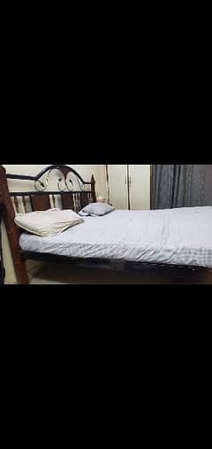 Wooden, Iron  Double bed With mattress