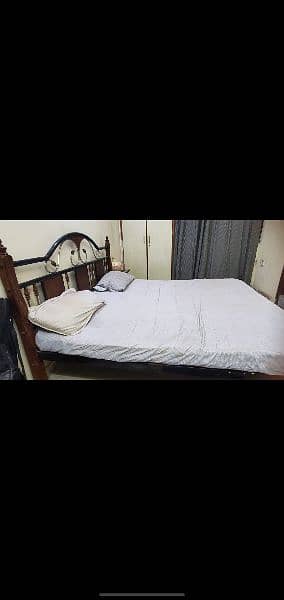 Wooden, Iron  Double bed With mattress 3