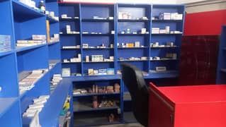 Medical Store Counter, Racks, Shelves (with glass shelves) Lahore