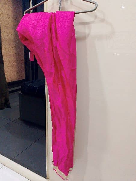 pink colour maxi 3 piece with full sleves trouser dupatta 2