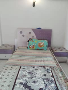 1 King size Bed and one twin bed single kids bed with side tables for
