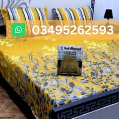 3 peice cotton salonica printed double bedsheet