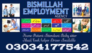 House maids , Maids , Baby Sitter , Chef , Cook , Patient Care ,Nurse