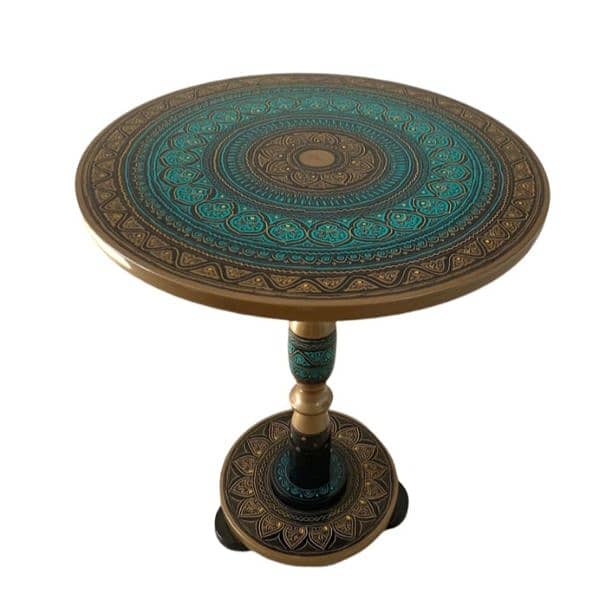 Round Naqshi Style Coffee Table - Side Table 0