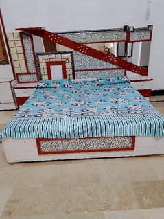 Bed set with devider and almari dressing