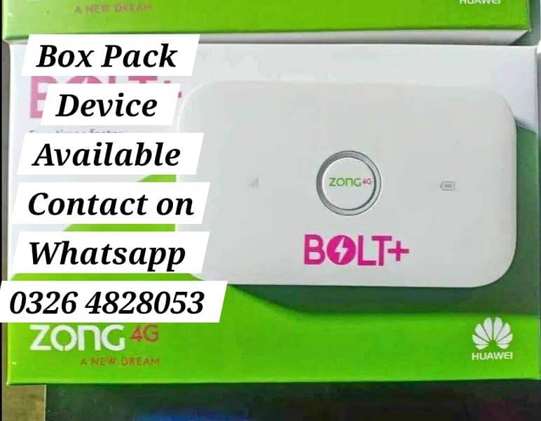 "Box Pack"Unlocked Zong 4G Device|Jazz|scom| 0326 4828053. 0