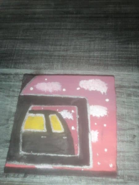 painting of a car window and sky 1