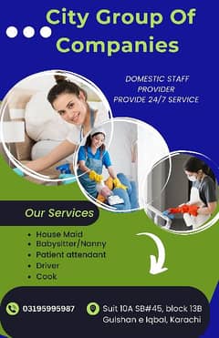 Provide 24/7 hours female house maid,babysitter,cook,Patient attendant