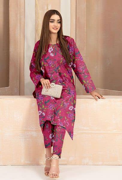 2 Pcs Women's Unstitched Dhunk Printed Suit 2